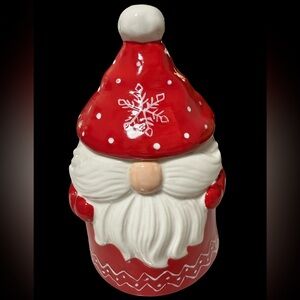 Happy Gnome Christmas Cookie Candy Jar with Air Tight Lid 7 1/4” by Gibson Home